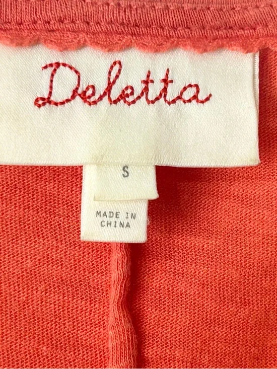 Anthropologie Deletta Orange Ruched Cap Sleeve T Shirt Small - Picture 2 of 5